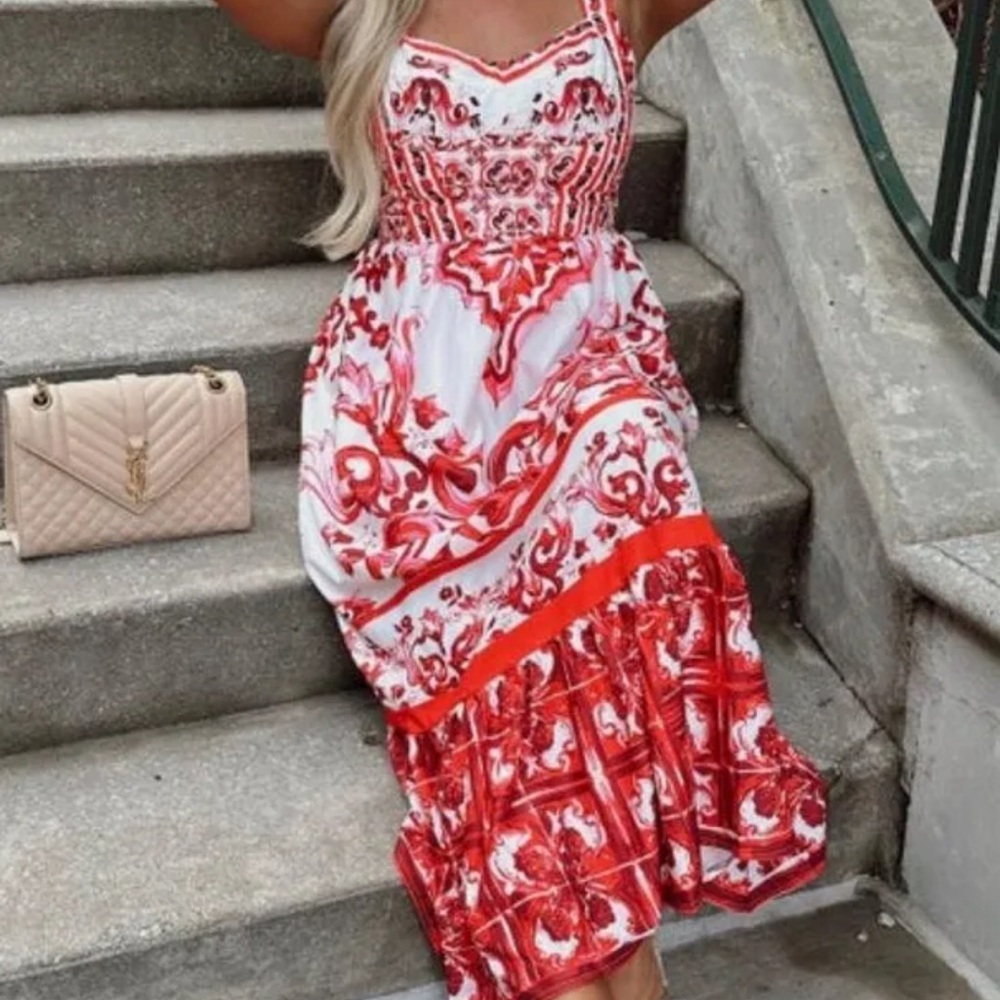 These Three Boutique Porcelain Buster Maxi Dress!! Never worn (no tags) Size L